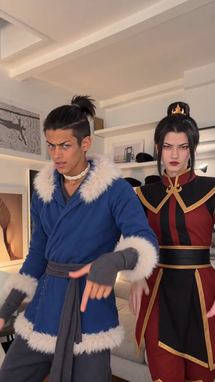 Azula and Sokka in the Big Guy trend, made with Viro