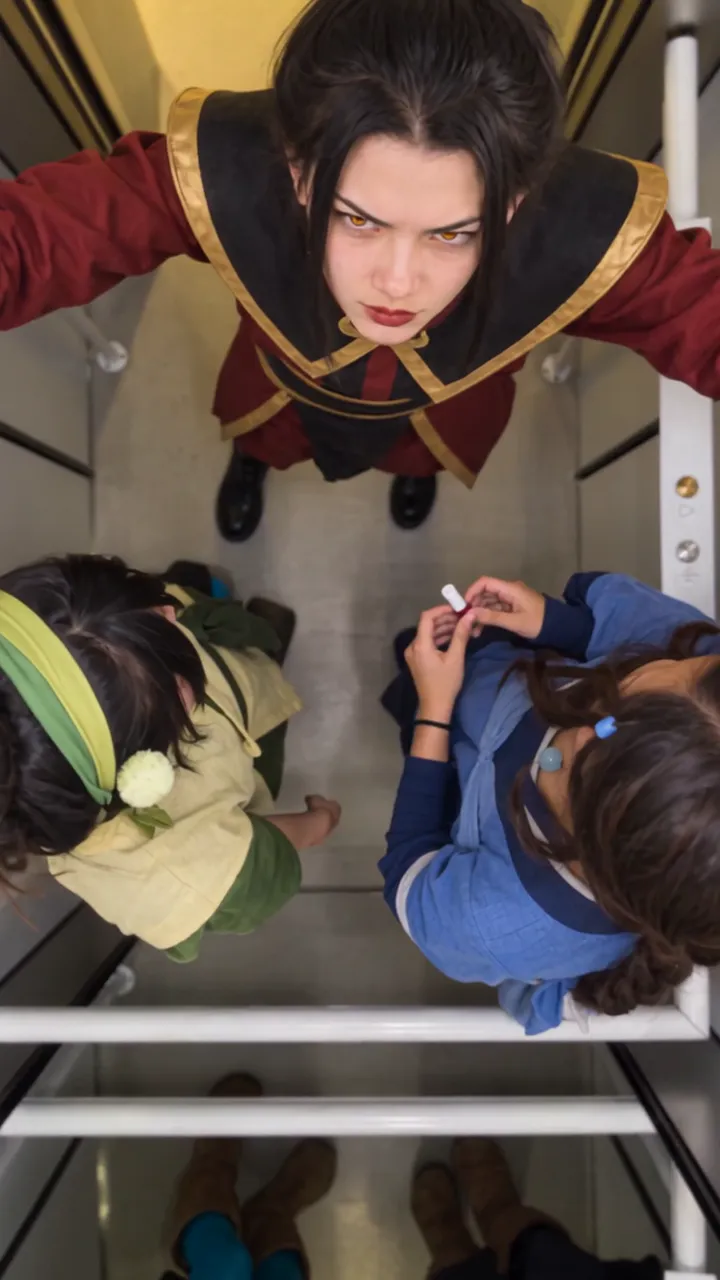 Azula, Katara and Toph in the Elevator POV trend, made with Viro